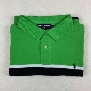 Polo sport Ralph Lauren polo shirt men’s size XL striped green black 100%Cotton